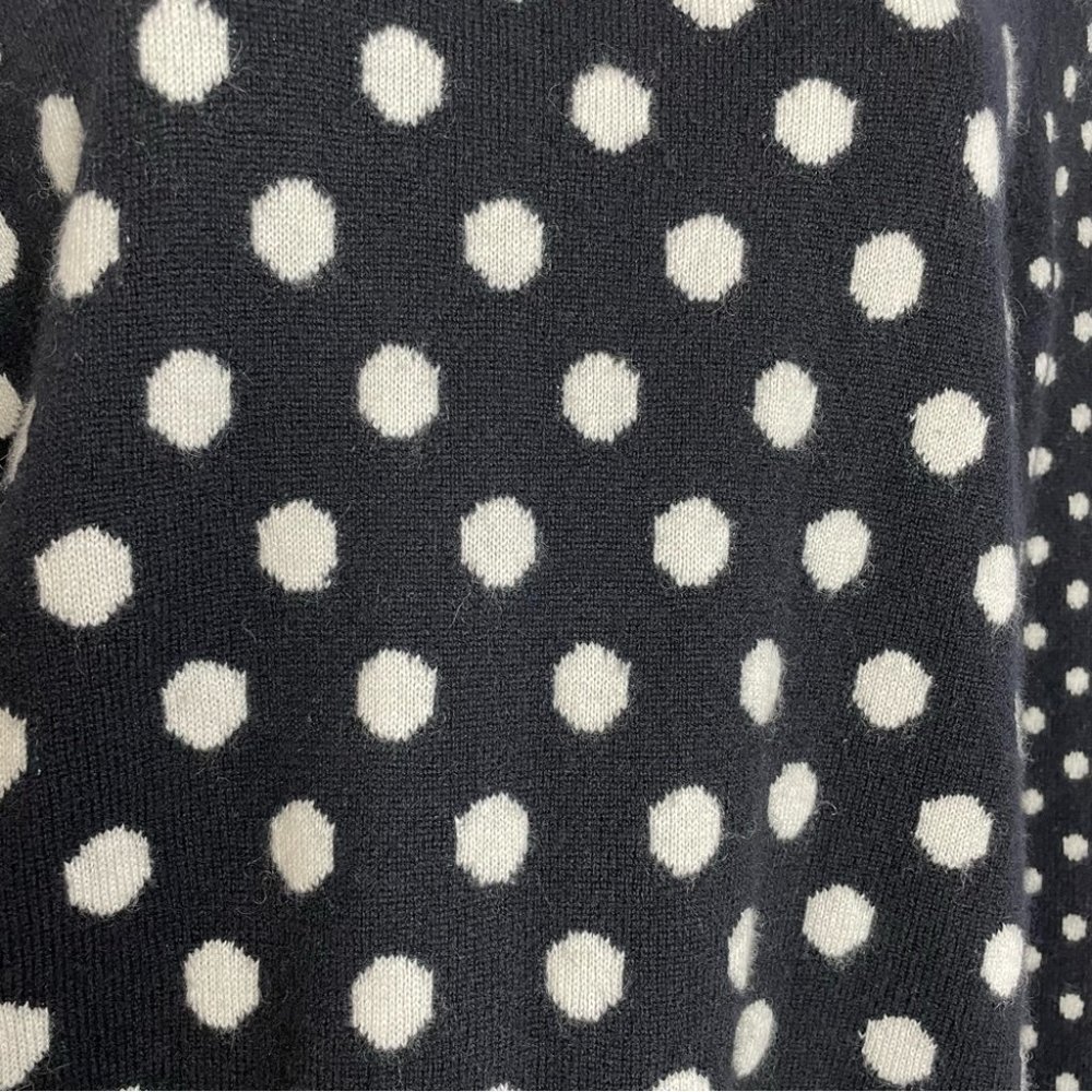 Neiman Marcus Polka Dot Cashmere Crew Neck Sweater Black - Picture 4 of 6